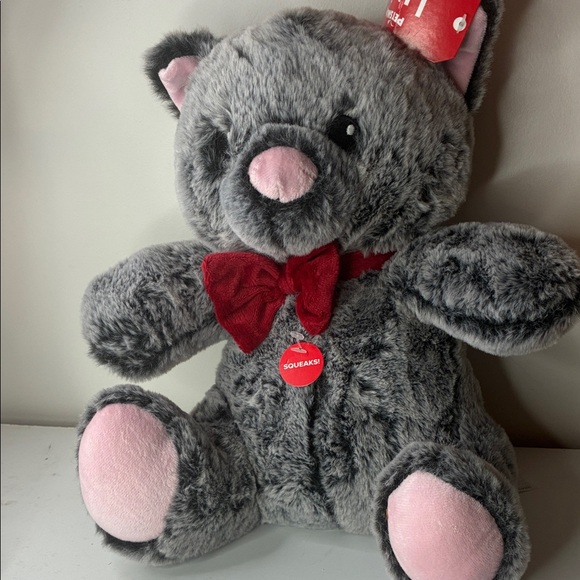 Petsmart Plush Dog Squeaker Toy Grey and Pink Lucky Bear - Picture 2 of 7